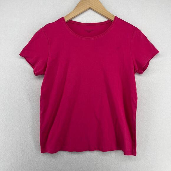 EILEEN FISHER Top S Organic Cotton Interlock Crew Neck Short Sleeve Pink - Picture 1 of 16